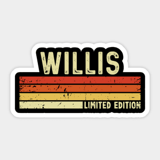 Willis Name Vintage Retro Limited Edition Gift Sticker